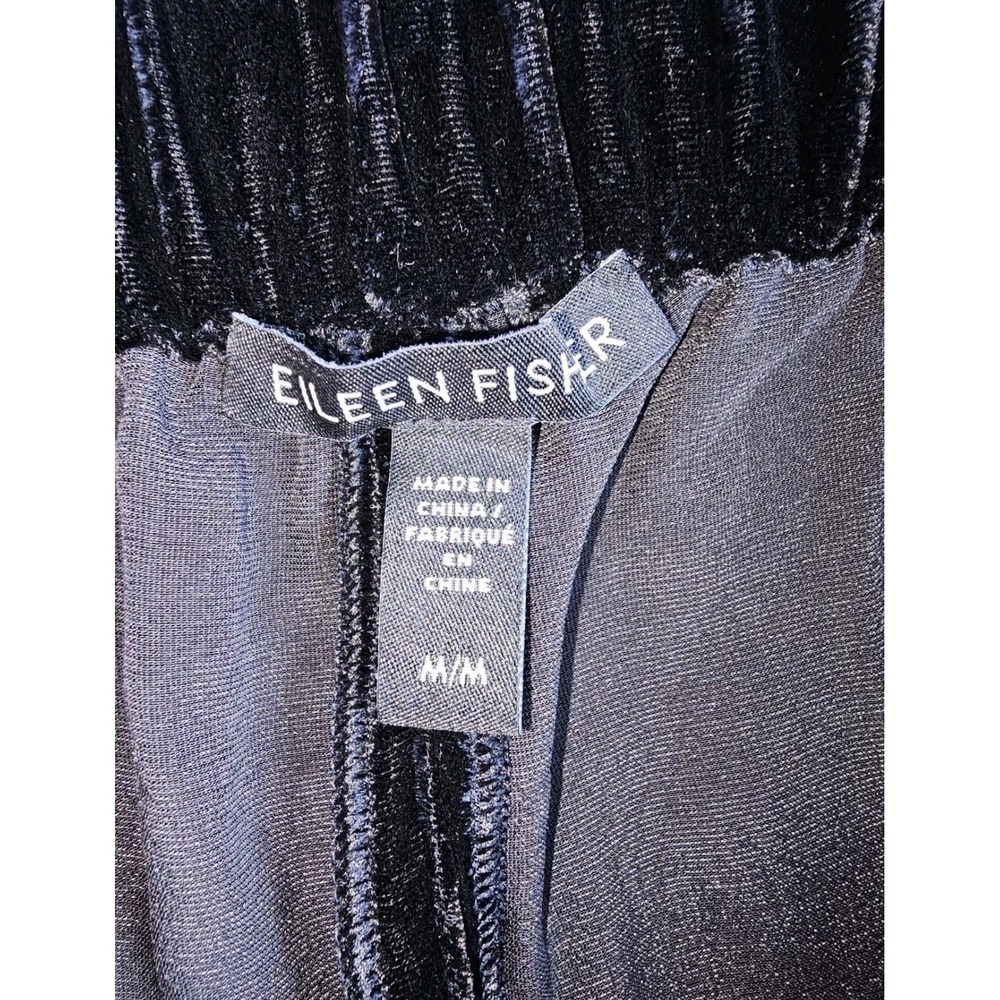 Eileen Fisher Pants Crushed Velvet Silk Blend Wide Leg Ankle Lagenlook Classic M - Picture 9 of 11